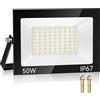 Kakashome 50W Faretto LED da Esterno, Faro LED da Esterno 5000LM 7000K Faretti LED, 72 Chips IP67 Impermeabile Super Luminoso Bianco Freddo Luce di Sicurezza per Giardino, Cortile, Terrazza, Patio