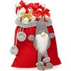 COM-FOUR® Borsa natalizia premium - borsa regalo rossa da riempire - Borsa natalizia con palline e gnomi come decorazione e ottima confezione regalo