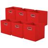 powerking Contenitore contenitore di stoccaggio in tessuto, 6 Pack pieghevole panno di stoccaggio Cube Organizer Cassetto con maniglia in metallo per armadio e giocattoli di stoccaggio, Rosso