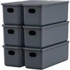 johgee 6 scatole portaoggetti con coperchio, in plastica, per cucina, camera da letto, armadio, bagno, grigio