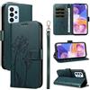 Bravoday Cover per Samsung Galaxy A23 4G / 5G, Custodia in PU Pelle Portafoglio Flip Schede con Slot per Carte, Magnetica Antiurto Cover per Galaxy A23 4G / 5G, Verde Scuro