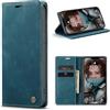 Phernykas Cover per iPhone 13 Libro Pelle Portafoglio, [Porta Carte] [Magnetica] Premium PU Flip Wallet Custodia Cellulare Protection per iPhone 13 Leather Case, Blu-verde