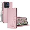YUEQIAN Cover per Motorola Moto G56 5G, Custodia Portafoglio in Pelle PU con Carino Panda in Rilievo, con Supporto Chiusura Magnetica Blocco RFID Antiurto Case. Rosa