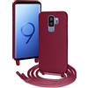 FERLAN Custodia per Samsung Galaxy S9 Plus Cover con Cordino,Rosso Silicone Antiurto TPU Morbido Case Corda Collana Necklace Regolabile Stylish con Catena Ultra Sottile Cover per Samsung Galaxy S9 Plus,Rosso