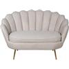 DRW Divano a 2 posti in Legno Tessuto e Metallo in Beige e Oro 129 x 76 x 87 cm, Multicolore, Medidas: 129x76x87cm