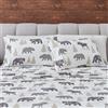 Great Bay Home Set di lenzuola per letto queen size, in microfibra, ultra morbide, stampate su logge, motivi resistenti alle pieghe e allo sbiadimento, lenzuola e federe per tutte le stagioni, 4 pezzi