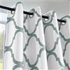 Melodieux Moroccan Fashion Thermal Insulated Grommet Room Darkening Curtains for Living Room, 52 by 63 Inch, Off White/Dusty Teal (1 Panel)