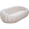 DRW Divano a 3 posti in Legno e Tessuto Bianco 199 x 62 x 96 cm, Multicolore, Medidas: 199x62x96cm