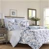 Laura Ashley Home - Twin Comforter Set, Reversible Cotton Bedding with Matching Sham, Stylish Home Decor for All Seasons (Chloe Blue, Twin)