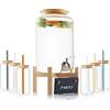 Sänger | Bowle Set con cannucce e bicchieri, ciotola con coperchio in legno, dispenser per bevande con rubinetto incluso 6 bicchieri, dispenser per vino brulè e ciotola, contenitore in vetro da 7,8