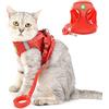 SELMAI Imbracature con Pettorina per Gatti Cani Taglia Piccola Media Riflessivo Anti Perso No Pull Guinzaglio per Piccoli Cane Gilet Pettorale Imbottito per Gattino Camminare all'aperto Rosso XS