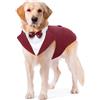 Kuoser Tuta per cani e smoking set di bandana, abbigliamento per animali domestici, cappotto per cani, con papillon rimovibile, costume da cucciolo per matrimonio, Halloween, compleanno, feste, S-XXL