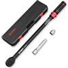 VANPO 1/2" Chiave Dinamometrica 60-460 Nm, 72 Dente Auto e Moto Set di Chiavi Dinamometriche 3 Pezzi con 125mm Barra di Prolunga, Adattatore da 1/2" a 3/8'', per Auto, Camion, Cambio Gomme