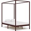 Tidyard Struttura Letto Singolo in Legno Massello di Pino Marrone Scruo con Baldacchino 120x200 cm,Telaio Letto Giroletto Singolo a Baldacchino Legno 120x200 cm,Letto Piazza e Mezza 120x200 cm