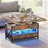 YITAHOME Tavolino da Salotto, Trasformabile in Tavolo da Pranzo, con 2 Cassetto e LED, Tavolo Soggiorno Allungabile, 90x50x51,5CM