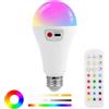 AUAUY Lampada ricaricabile a batteria USB con Telecomando, Lampadina Ricaricabile, 2000mAh Lampada da campeggio, E27 lampadina Intelligente con Funzione di Timer, 9 Colori RGB + 3 Temperature Colore