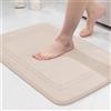 chakme Tappetino da bagno antiscivolo, morbido, assorbente, per bagno, 50 x 80 cm, beige