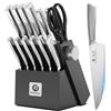 imarku Ceppo Coltelli da Cucina, Set di 14 Coltelli da Cucina Professionali, Set di Coltelli Giapponesi Affilati con, Ceppo di Coltelli in Legno con Affilatore-Regalo Festa Del Papà