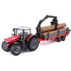 Burago Bburago B18-31659 Massey FERGUSSON 8740S Trattore con rimorchio per tronchi, 10 cm, rosso