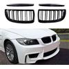 HSDOMTO Griglia anteriore per rene Grille Hood Grills Fit per 2005-2008 E90/E91 serie 3 doppia linea nero lucido