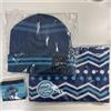 Set cappello a maglia Agours design a righe blu con scaldacollo e braccialetto