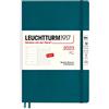 LEUCHTTURM1917 365918 - Agenda settimanale e taccuino, copertina morbida, brossura (B6+), 2023, 12 mesi, in inglese, colore verde pacifico (Pacific Green)