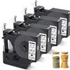 Meritom Dymo D1 - Nastro di ricambio trasparente per Dymo 45010 S0720500 D1, 12 mm x 7 m, nero su trasparente, per Dymo LabelManager 160 210D 360D 420P LabelWriter 450 Duo Label Maker, 4X