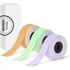 ORGSTA Etichette Adesive autoadesive piccole per S001 | 15mm x 7M x 3 Roll,Rosa, verde, arancione, Adesivo Continua