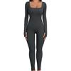 Svanco Tuta Intera Donna Sportiva, Maniche Lunghe, Cuello Cuadrado, Jumpsuit Aderente Costine Tutina Sportivo per Yoga Fitness Pilates