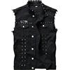 Mcdslrgo Giacche di jeans senza maniche in denim punk da uomo con rivetti, Nero , M