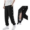 Zidoley Reha Pantaloni da uomo con apertura laterale, comodi pantaloni da jogging Baggy con elastico in vita, fisioterapia, Nero , XXL
