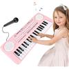 Orvyna Pianola Bambini 37 Tastiera Musicale con Microfono, Pianola per Scuola Media Portatile Multifunzione, Music Giocattolo Educativo Regalo per Ragazzi Ragazze 3 4 5 6 Principianti,Rosa
