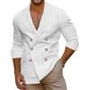 Oanviso Giacche Leggero da Uomo Blazer Casual Giacche in Cotone Slim Fit Casual Giacca Leggera a Bottoni Primavera Autunno Cappotto Elegante Scollo a V Tinta Unita Doppiopetto Blazer A Bianco S