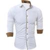 PRJN Camicia elegante da uomo a maniche lunghe Solid Slim Fit Casual Business Formale Camicie abbottonate di jeans da uomo Slim Fit Camicia abbottonata in cotone elasticizzato Top Business Regular Fit