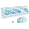 SbocKeeb Tastiera e Mouse Senza fili,Americana QWERTY Cute Tastiera Wireless con Tastierino Numerico,2.4 GHz Retro Macchina Da Scrivere Full-size with Tasti Rotondi(Gradient Blue)