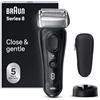 Braun Series 8, Regolabarba Uomo, Rasoio Elettrico Barba Rifinitore di precisione, Custodia da Viaggio in tessuto, Batteria Litio Ion, 100% Impermeabile Idea Regalo, 8510s Nero