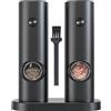 IraXpro Set Macina Sale e Pepe Elettrico,Macina Pepe Elettrico a Batteria 4-AAA con Base,Spazzola per la Pulizia,Luce a Led,Anima Macinante in Ceramica,5 Grossolanità Regolabili (Nero-Batteria)