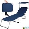 BAKAJI Lettino Prendisole con Tettuccio Parasole Sdraio Mare BLU 3 Posizioni Pieghevole