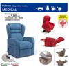 Il Benessere Poltrona Relax Medical Braccioli Estraibili Alzata Verticale cm 10 completa di Alzapersona e Kit Roller Pronta Consegna in Tessuto Idrorepellente Azzurro Avio
