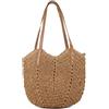 LHHMZ Borsa a tracolla in paglia da donna Borsa tote grande da spiaggia estiva Borse di paglia intrecciate a mano