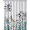 BAKAJI Tenda Doccia Bagno Stampa Tropical 180x200cm Tessuto con Ganci Plastica