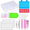 PALUDO Kit Diamond Painting Accessori, 5D Strumenti di Pittura Diamante, Diamond Painting Penna Attrezzi, con Scomparti Scatola, Colla, Vassoio di Plastica, Pinzette, Borse, Etichette
