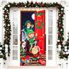 MELLIEX Copri Porta Natalizio, Decorazioni Natalizie per Porta Copertura Divertente Elfi Babbo Natale Appendere Ingresso Banner Copriporta Natalizio per Casa, 90 x 185cm, 90 x 200 cm