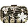 CORIOS Borsetta da Sera con Fiori Donna Clutch con Paillettes Elegante Perline Borsa a Spalla a Tracolla Pochette Piccolo con Catena Gorgeous Borsa Sposa per Cocktail Festa Ballo Oro