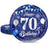 MORAINJAY 16 Pezzi Piatti di Carta per 70° Compleanno Blu Argento,70 Anni Piatti per Feste,9 Pollici/23cm Piatti Ecologici Carta di Usa e Getta,Decorazioni Festa Compleanno -16 Ospiti