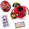 Miraculous Ladybug, giocattolo da collezione capsula 4-1,Set di 2,Miraball sorpresa: Kwami in peluche estensibile,Sfera di metallo con immagini dei personaggi, Adesivi luccicanti, Nastro per appendere