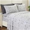 Elegant Comfort Set di 4 lenzuola morbide e accoglienti, microfibra di qualità alberghiera 1500 fili, con tasca profonda, resistente alle pieghe, motivo cachemire, doppio, grigio
