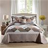 HoneiLife Set copripiumino - 3 pezzi in microfibra reversibile copriletto patchwork copriletto floreale set di biancheria da letto per tutte le stagioni - Splicing moka Rose, Queen/Full Size