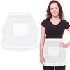 SwirlColor Grembiule Cucina Donna con Tasche, Carino Bianco Mezza Grembiule Delle Donne Floreale Grembiule Cameriera Donna per Cucina Bistro Ristorante Caffetteria