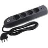 BTICINO Ciabatta Multipresa Elettrica Poker 6 Posti, 2 Prese USB e 4 Prese Polivalenti (Schuko 10/16A e Bipasso), Ciabatta Elettrica con Interruttore Cavo 1,5m Spina 16A, Robusta e Salvaspazio, Nero